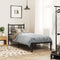vidaXL - Bedframe - met - hoofdbord - metaal - zwart - 75x190 - cm