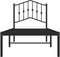 vidaXL - Bedframe - met - hoofdbord - metaal - zwart - 75x190 - cm