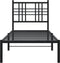 vidaXL - Bedframe - met - hoofdbord - metaal - zwart - 75x190 - cm