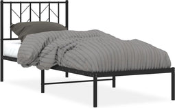 vidaXL - Bedframe - met - hoofdbord - metaal - zwart - 80x200 - cm