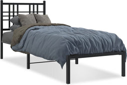 vidaXL - Bedframe - met - hoofdbord - metaal - zwart - 80x200 - cm