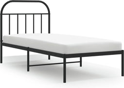 vidaXL - Bedframe - met - hoofdbord - metaal - zwart - 80x200 - cm