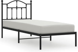 vidaXL - Bedframe - met - hoofdbord - metaal - zwart - 80x200 - cm