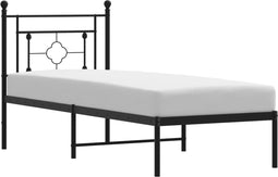 vidaXL - Bedframe - met - hoofdbord - metaal - zwart - 80x200 - cm
