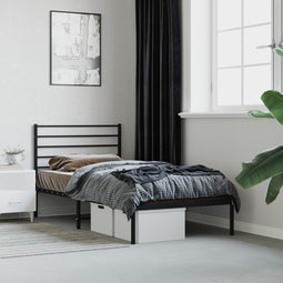 vidaXL - Bedframe - met - hoofdbord - metaal - zwart - 80x200 - cm
