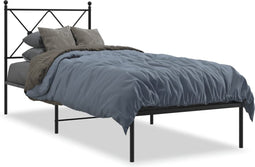 vidaXL - Bedframe - met - hoofdbord - metaal - zwart - 80x200 - cm
