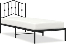 vidaXL - Bedframe - met - hoofdbord - metaal - zwart - 90x190 - cm