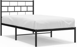 vidaXL - Bedframe - met - hoofdbord - metaal - zwart - 90x190 - cm