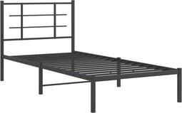 vidaXL - Bedframe - met - hoofdbord - metaal - zwart - 90x190 - cm