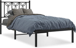 vidaXL - Bedframe - met - hoofdbord - metaal - zwart - 90x190 - cm