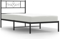 vidaXL - Bedframe - met - hoofdbord - metaal - zwart - 90x190 - cm