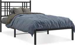 vidaXL - Bedframe - met - hoofdbord - metaal - zwart - 90x190 - cm