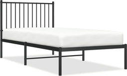 vidaXL - Bedframe - met - hoofdbord - metaal - zwart - 90x190 - cm