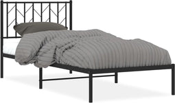 vidaXL - Bedframe - met - hoofdbord - metaal - zwart - 90x190 - cm