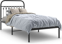 vidaXL - Bedframe - met - hoofdbord - metaal - zwart - 90x190 - cm