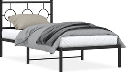 vidaXL - Bedframe - met - hoofdbord - metaal - zwart - 90x190 - cm