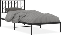 vidaXL - Bedframe - met - hoofdbord - metaal - zwart - 90x200 - cm