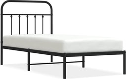 vidaXL - Bedframe - met - hoofdbord - metaal - zwart - 90x200 - cm