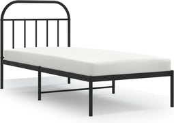 vidaXL - Bedframe - met - hoofdbord - metaal - zwart - 90x200 - cm
