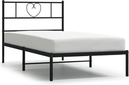 vidaXL - Bedframe - met - hoofdbord - metaal - zwart - 90x200 - cm
