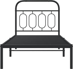 vidaXL - Bedframe - met - hoofdbord - metaal - zwart - 90x200 - cm