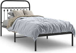 vidaXL - Bedframe - met - hoofdbord - metaal - zwart - 90x200 - cm