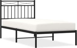 vidaXL - Bedframe - met - hoofdbord - metaal - zwart - 90x200 - cm