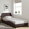 vidaXL - Bedframe - met - hoofdbord - stof - donkerbruin - 90x190 - cm