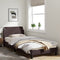 vidaXL - Bedframe - met - hoofdbord - stof - donkerbruin - 90x190 - cm