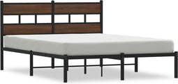 vidaXL - Bedframe - met - hoofdbord - zonder - matras - bruin - eiken - 140x190 - cm