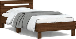 vidaXL - Bedframe - met - hoofdbord - zonder - matras - bruin - eiken - 100x200 - cm