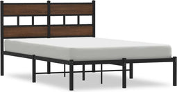 vidaXL - Bedframe - met - hoofdbord - zonder - matras - bruin - eiken - 120x190 - cm