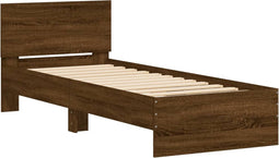 vidaXL - Bedframe - met - hoofdbord - zonder - matras - bruin - eikenkleur - 90x200 - cm
