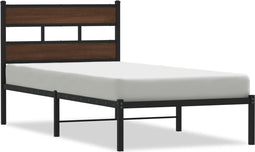 vidaXL - Bedframe - met - hoofdbord - zonder - matras - bruin - eikenkleur - 80x200 - cm