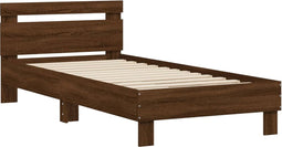 vidaXL - Bedframe - met - hoofdbord - zonder - matras - bruin - eikenkleur - 90x190 - cm