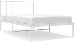 vidaXL - Bedframe - met - hoofdbord - zonder - matras - metaal - wit - 75x190 - cm