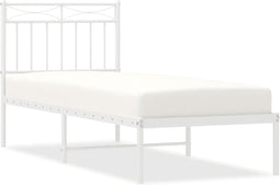 vidaXL - Bedframe - met - hoofdbord - zonder - matras - metaal - wit - 75x190 - cm