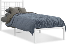 vidaXL - Bedframe - met - hoofdbord - zonder - matras - metaal - wit - 75x190 - cm