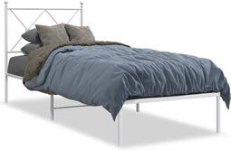 vidaXL - Bedframe - met - hoofdbord - zonder - matras - metaal - wit - 75x190 - cm