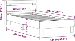 vidaXL - Bedframe - met - hoofdbord - zonder - matras - sonoma - eiken - 100x200 - cm