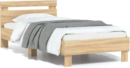 vidaXL - Bedframe - met - hoofdbord - zonder - matras - sonoma - eiken - 75x190 - cm