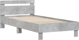 vidaXL - Bedframe - met - hoofdeinde - bewerkt - hout - betongrijs - 100x200 - cm