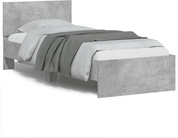 vidaXL - Bedframe - met - hoofdeinde - bewerkt - hout - betongrijs - 90x190 - cm