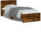 vidaXL - Bedframe - met - hoofdeinde - bewerkt - hout - gerookt - eiken - 90x200 - cm