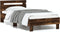 vidaXL - Bedframe - met - hoofdeinde - bewerkt - hout - gerookt - eiken - 90x190 - cm