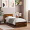 vidaXL - Bedframe - met - hoofdeinde - bewerkt - hout - gerookt - eiken - 90x200 - cm
