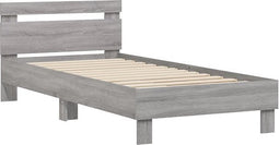 vidaXL - Bedframe - met - hoofdeinde - bewerkt - hout - grijs - sonoma - 90x200 - cm
