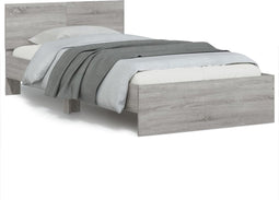 vidaXL - Bedframe - met - hoofdeinde - bewerkt - hout - grijs - sonoma - 100x200 - cm