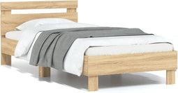 vidaXL - Bedframe - met - hoofdeinde - bewerkt - hout - sonoma - eiken - 100x200 - cm