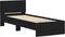 vidaXL - Bedframe - met - hoofdeinde - bewerkt - hout - zwart - 90x190 - cm